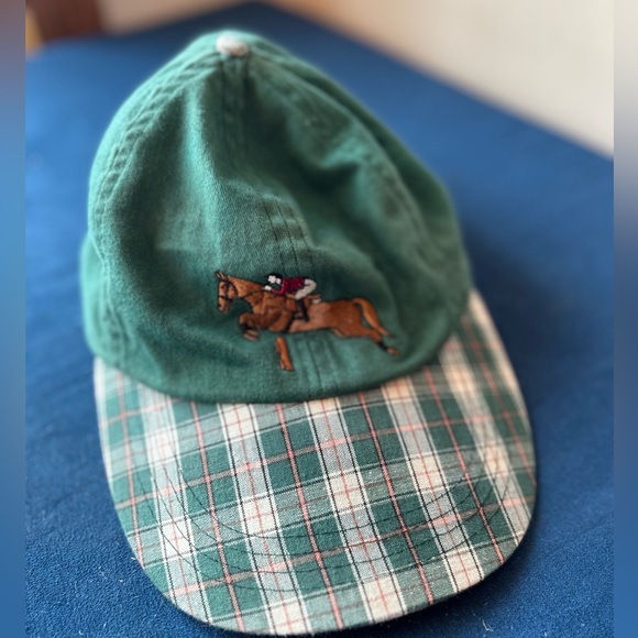 Vintage Green Cap with Plaid Brim and Horse Design - Picture 2 of 7